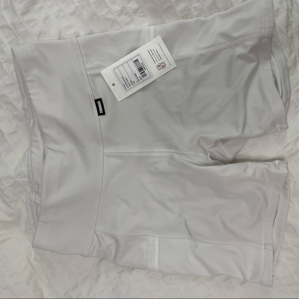 Stronger Sweden white biker shorts with mesh pockets